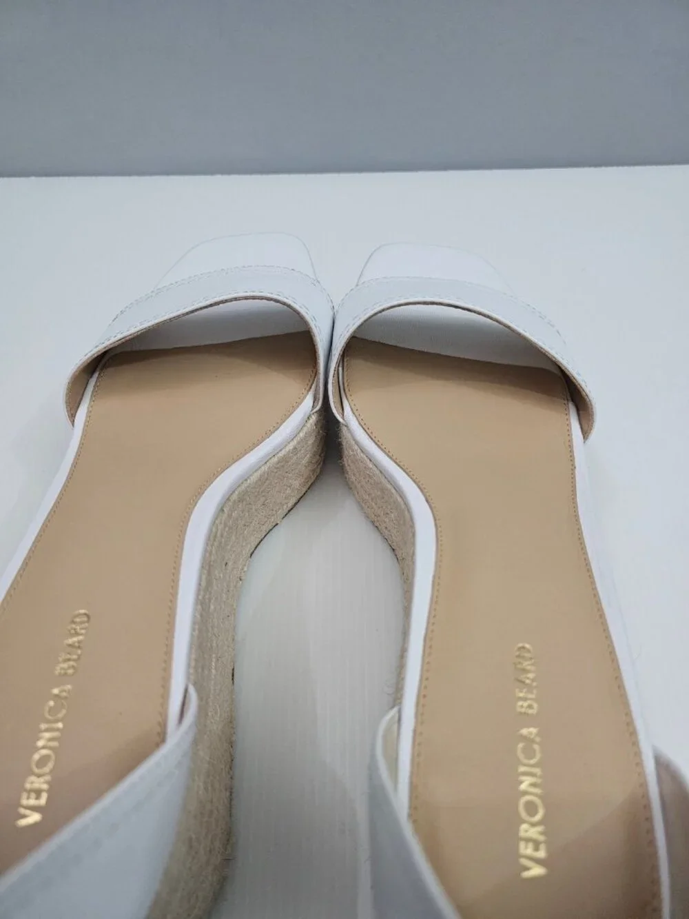Veronica Beard Gianna Espadrille Wedge Sandal 10.5 White Leather Ankle Strap